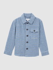 Reiss Blue/White Zack Junior Brushed Houndstooth Overshirt - Image 1 of 4