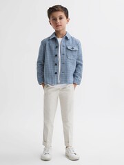 Reiss Blue/White Zack Junior Brushed Houndstooth Overshirt - Image 2 of 4