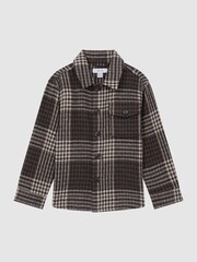 Reiss Oatmeal Mack Junior Brushed Checked Overshirt - Image 2 of 5