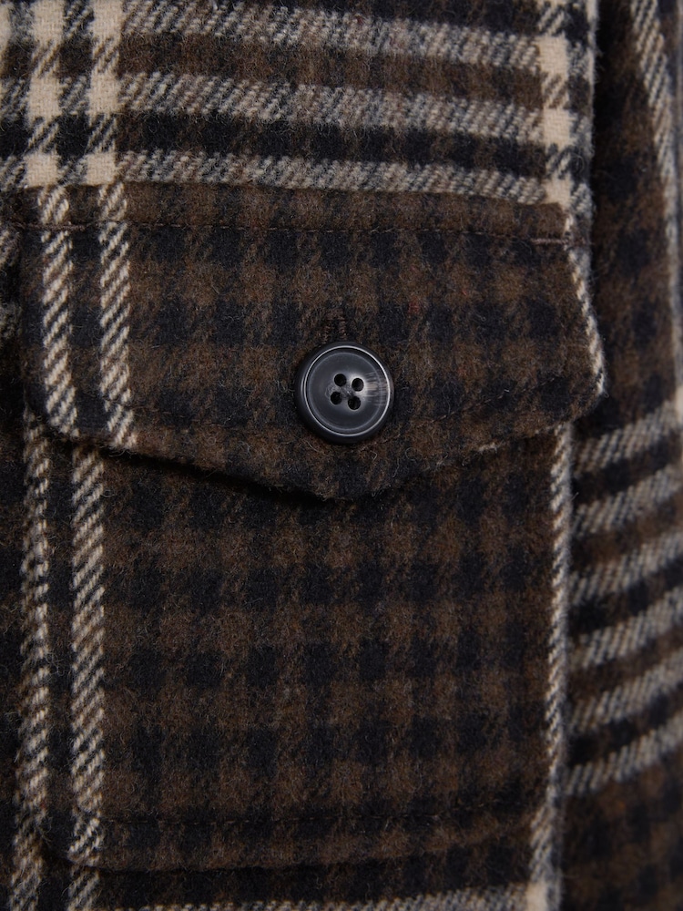 Reiss Oatmeal Mack Junior Brushed Checked Overshirt - Image 5 of 5