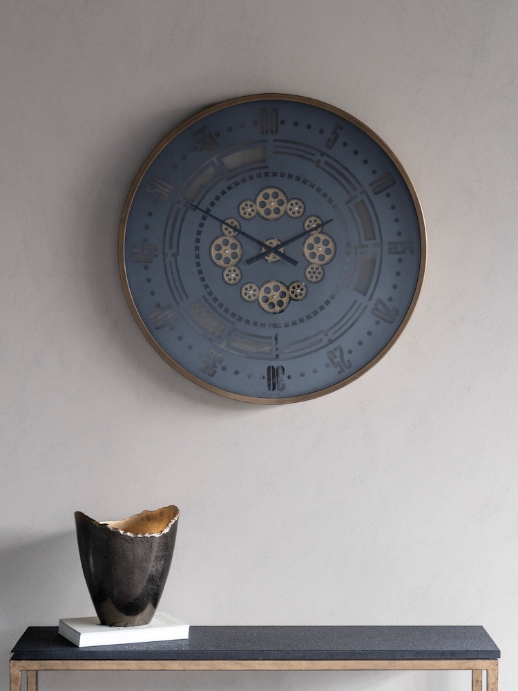 Libra Gold/Grey Manchester Industrial Wall Clock - Image 1 of 4