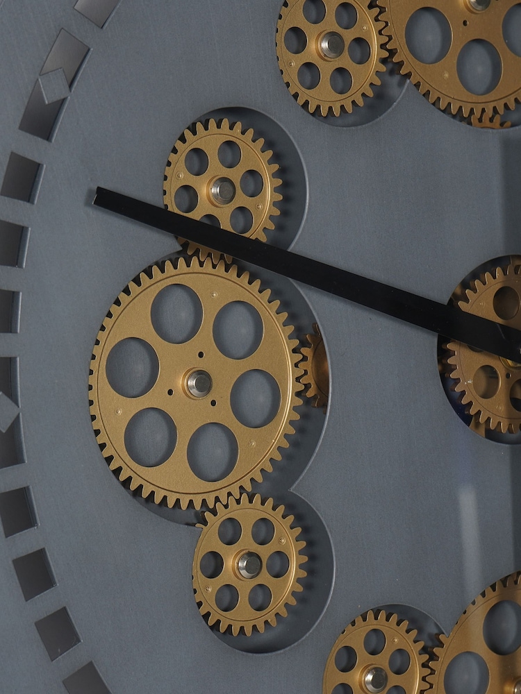 Libra Gold/Grey Manchester Industrial Wall Clock - Image 4 of 4