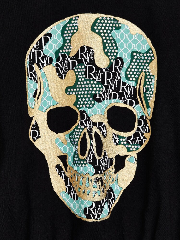 River Island Black Og Camo Skull Cinch T-Shirt - Image 3 of 3