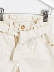 River Island Ecru Cream Girls 100% Cotton Paperbag Shorts - Image 3 of 3