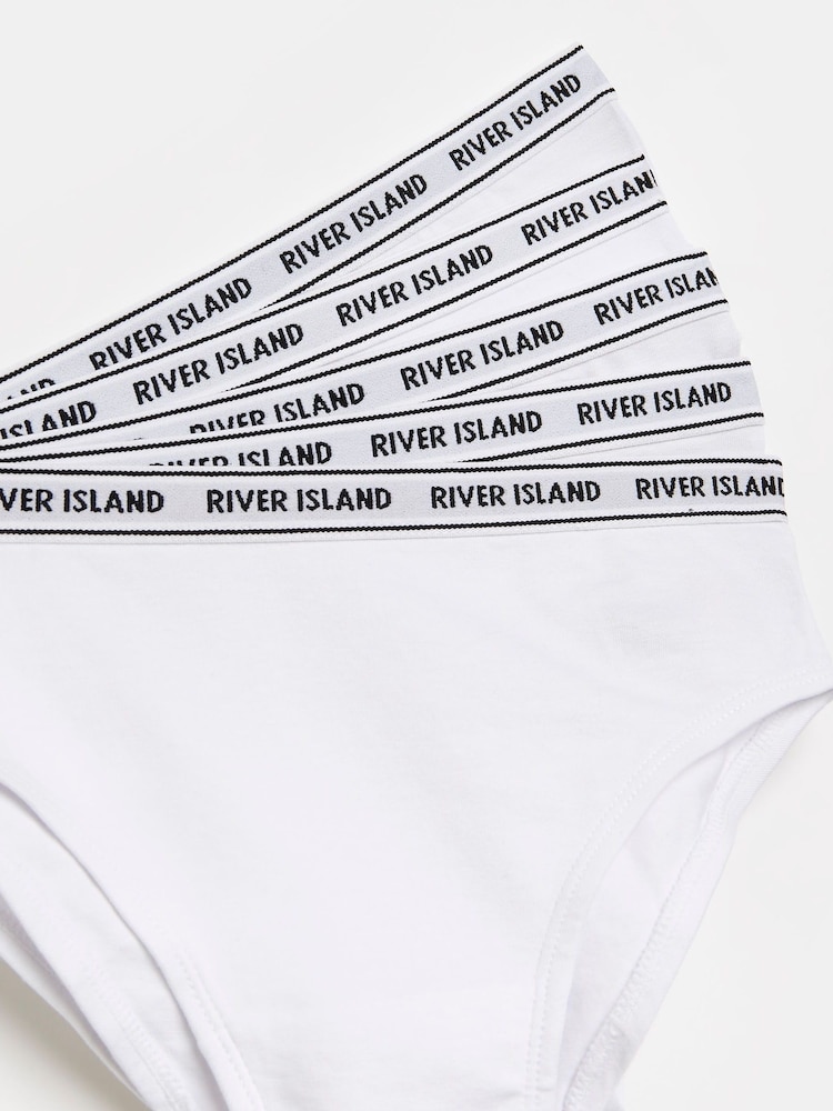 River Island White Girls Briefs 5 Pack - Image 1 of 2