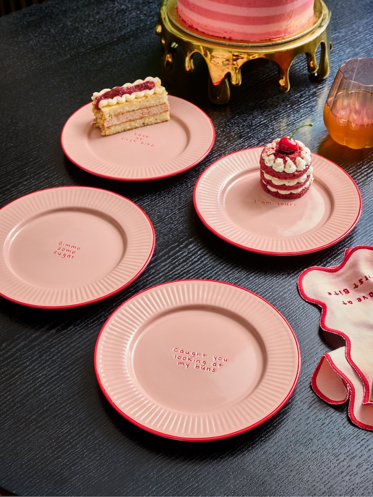 Rockett St George Pink & Red First Bite Side Plates Set Of 4 - Image 1 of 3