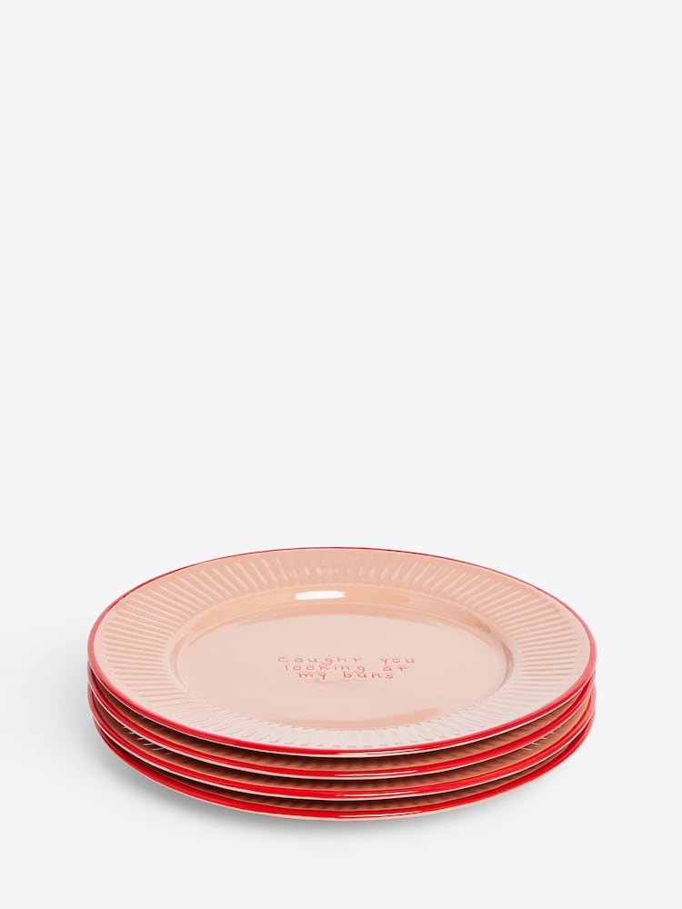 Rockett St George Pink & Red First Bite Side Plates Set Of 4 - Image 3 of 3