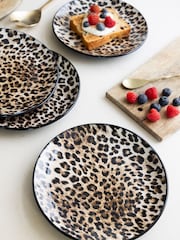Rockett St George Set of 4 Natural Leopard Love Side Plates - Image 1 of 3