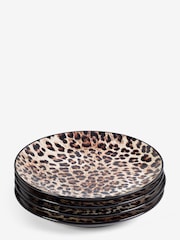 Rockett St George Set of 4 Natural Leopard Love Side Plates - Image 3 of 3