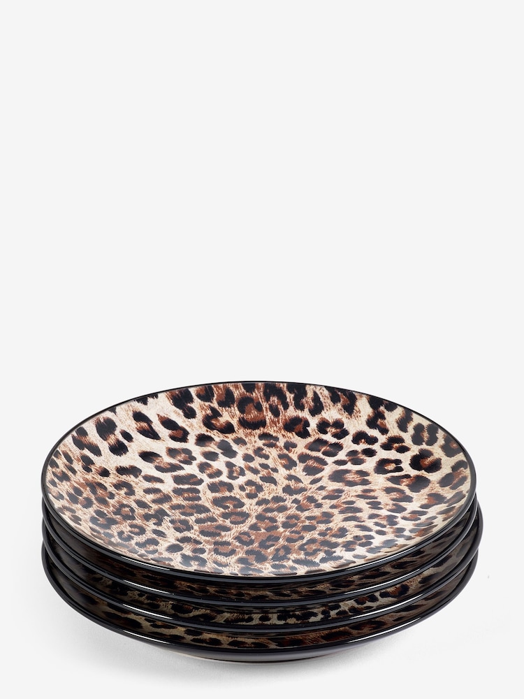 Rockett St George Set of 4 Natural Leopard Love Side Plates - Image 3 of 3