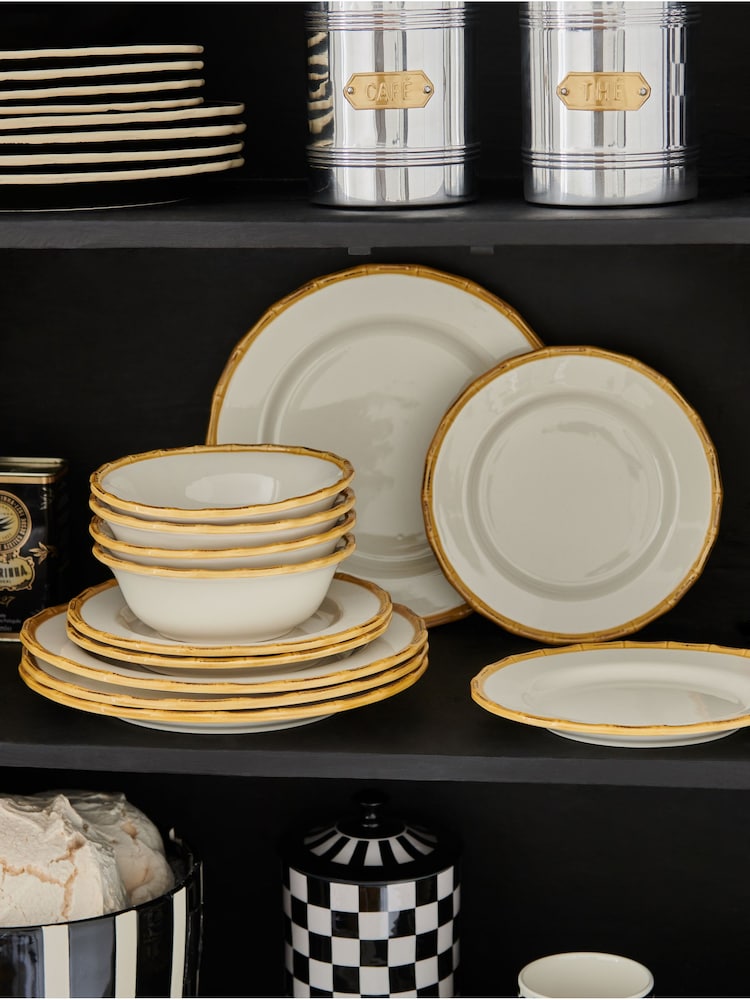 Rockett St George 12 Piece White Bamboo Viscose Dinner Set - Image 1 of 3