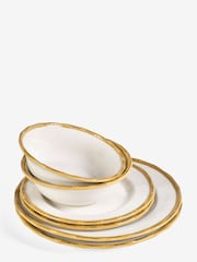 Rockett St George 12 Piece White Bamboo Viscose Dinner Set - Image 3 of 3