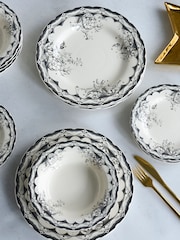 Rockett St George 12 Piece Monochrome Vintage Star Dinner Set - Image 1 of 2