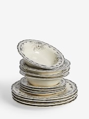 Rockett St George 12 Piece Monochrome Vintage Star Dinner Set - Image 2 of 2