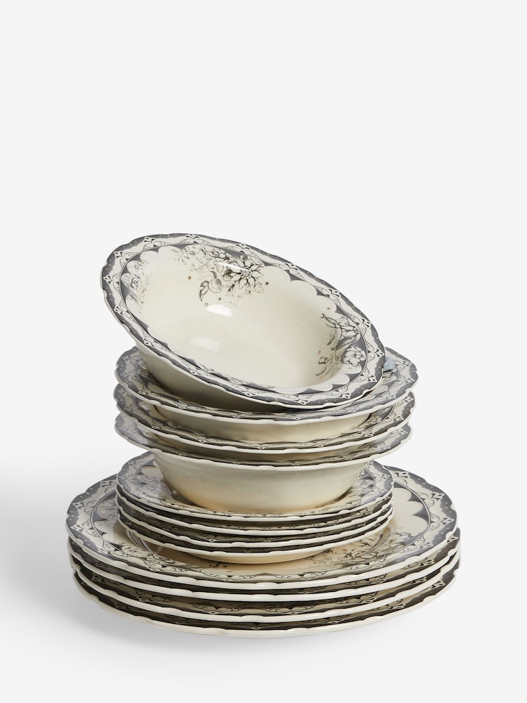 Rockett St George 12 Piece Monochrome Vintage Star Dinner Set - Image 2 of 2