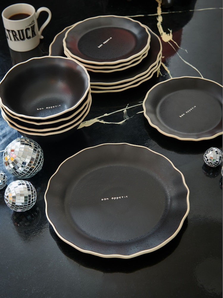 Rockett St George 12 Piece Black Bon Appetit Dinner Set - Image 1 of 3