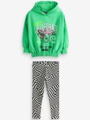 Green Skate Slogan/Illusion Print Hoodie & Leggings Set (3-16yrs) - Image 4 of 5