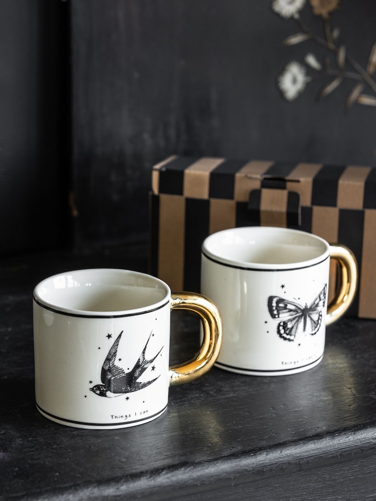 Rockett St George Monochrome Set of 2 Tattoo Mugs - Image 1 of 4