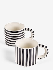 Rockett St George Set of 2 Monochrome Stripey Mugs - Image 3 of 3
