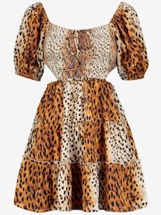 River Island Brown Cut Out Shirred Mini Dress - Image 5 of 5