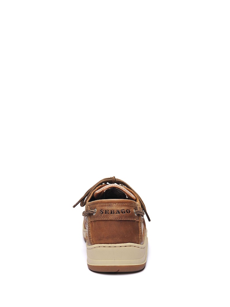 Sebago Brown Clovehitch Waxed Leather Boat Shoes - Image 2 of 5
