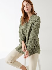 FatFace Billie Green Spring Butterfly Longline Top - Image 1 of 4