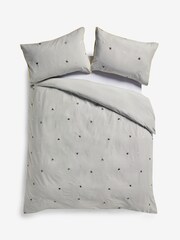 Grey Embroidered Bee With Pipe Trim Duvet Cover And Pillowcase Set - Image 5 of 5