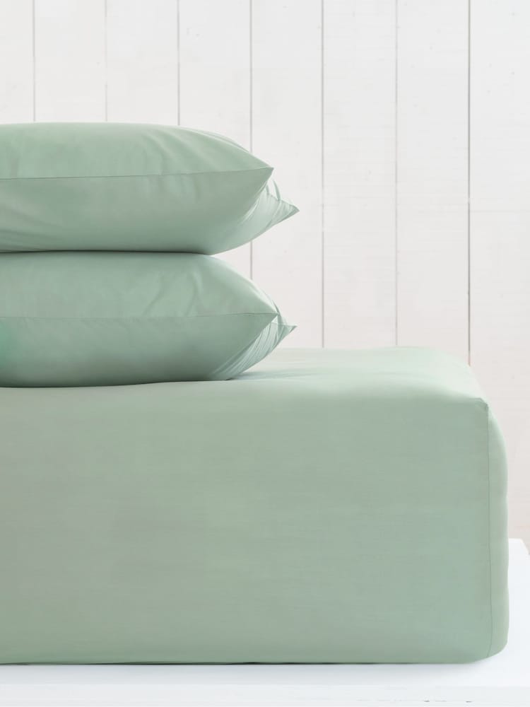 Green Sage Cotton Rich Extra Deep Fitted Sheet - Image 1 of 1 Green Sage Cotton Rich Extra Deep Fitted Sheet - Image 1 of 1