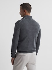 Reiss Mid Grey Harlow Merino Button Through Jumper - Image 5 of 6