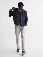 Reiss Mid Grey Harlow Merino Button Through Jumper - Image 6 of 6