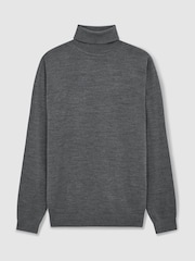 Reiss Mid Grey Melange Caine Slim Fit Merino Wool Roll Neck Jumper - Image 2 of 6