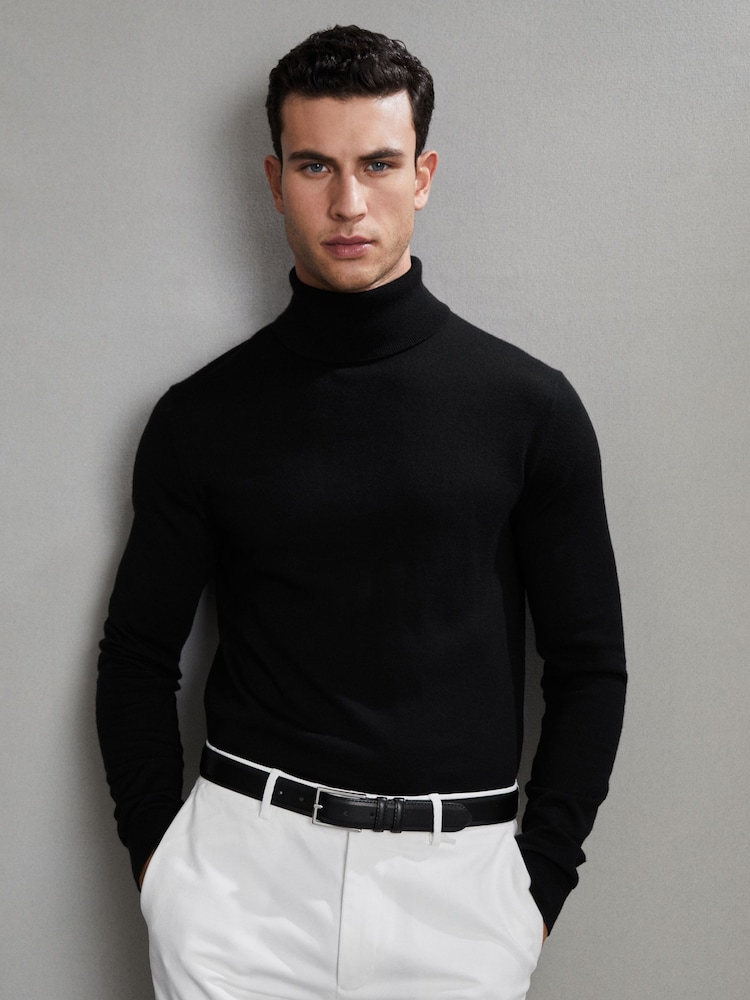 Reiss Black Caine Merino Roll-Neck Jumper - Image 7 of 7