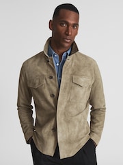Reiss Sage Spark Suede Overshirt - Image 1 of 6