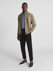 Reiss Sage Spark Suede Overshirt - Image 4 of 6