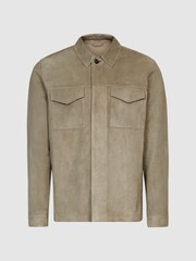Reiss Sage Spark Suede Overshirt - Image 6 of 6