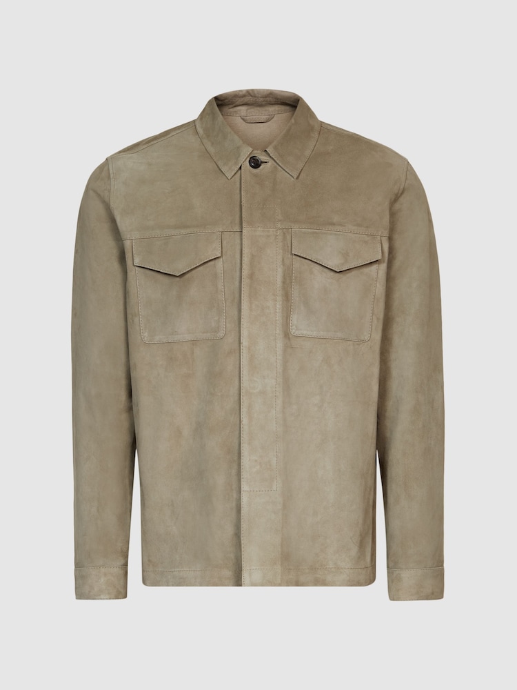Reiss Sage Spark Suede Overshirt - Image 6 of 6