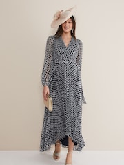 Phase Eight Blue Roxanna Pleated Diamond Maxi Dress - Image 1 of 7