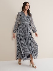 Phase Eight Blue Roxanna Pleated Diamond Maxi Dress - Image 4 of 7