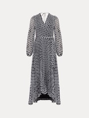 Phase Eight Blue Roxanna Pleated Diamond Maxi Dress - Image 7 of 7
