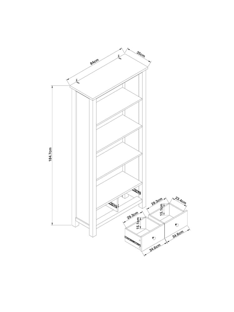 Cream Malvern Oak Effect Bookcase Shelf - Image 8 of 8