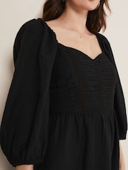 Phase Eight Shola Linen Ruched Bodice Black Dress - Image 4 of 5
