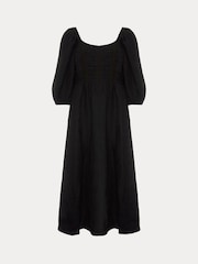 Phase Eight Shola Linen Ruched Bodice Black Dress - Image 5 of 5