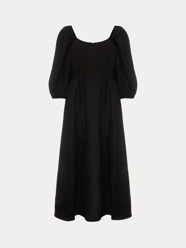 Phase Eight Shola Linen Ruched Bodice Black Dress - Image 5 of 5