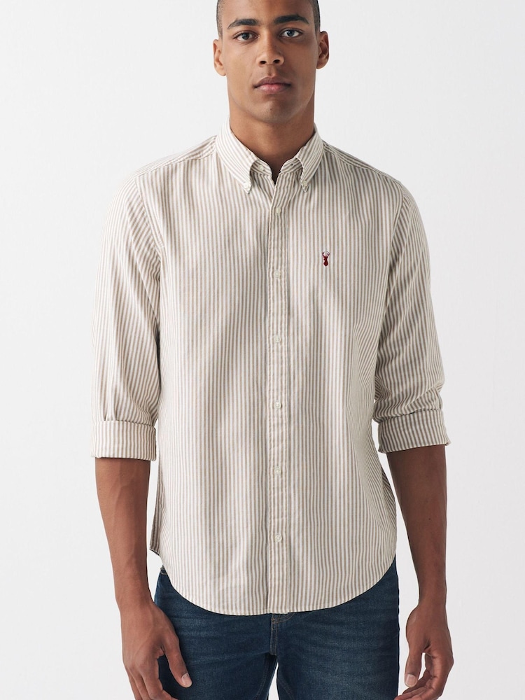 Stone Oxford Stripe Long Sleeve Shirt - Image 1 of 5