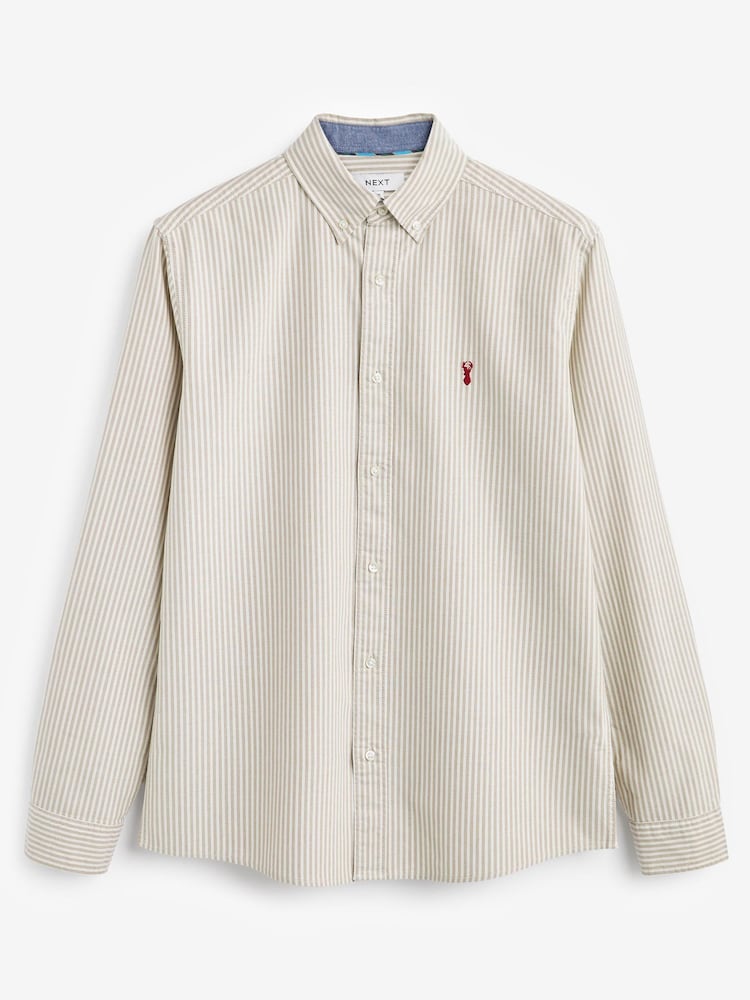Stone Oxford Stripe Long Sleeve Shirt - Image 5 of 5
