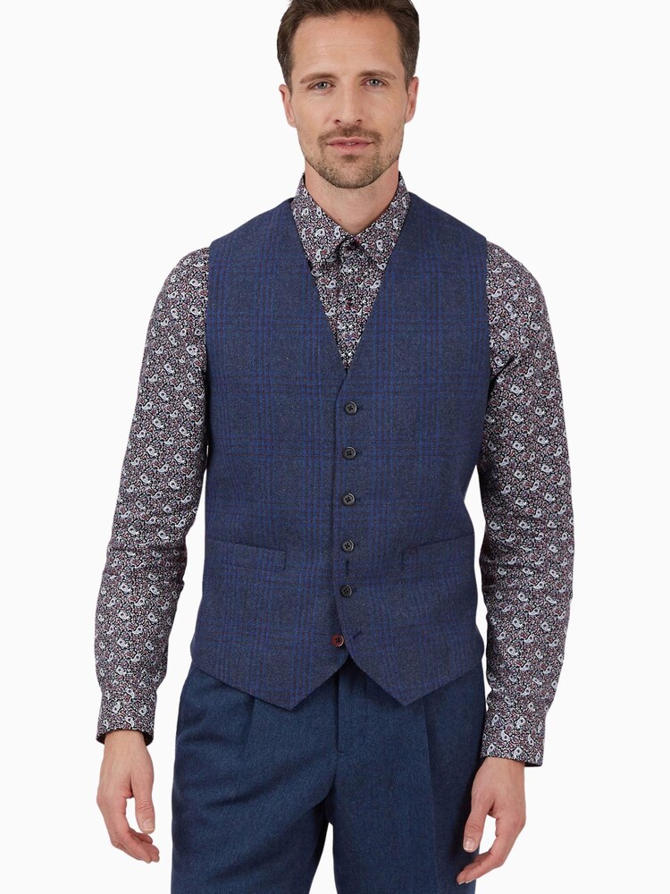Jeff Banks Blue Check Waistcoat - Image 1 of 1