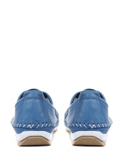Pavers Blue Ladies Leather Lace-Up Trainers - Image 3 of 6