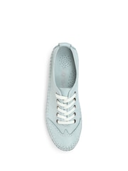 Pavers Baby Blue Ladies Leather Lace-Up Trainers - Image 5 of 6