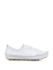 Pavers White Ladies Leather Lace-Up Trainers - Image 2 of 6