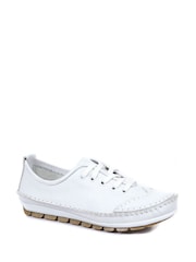 Pavers White Ladies Leather Lace-Up Trainers - Image 4 of 6